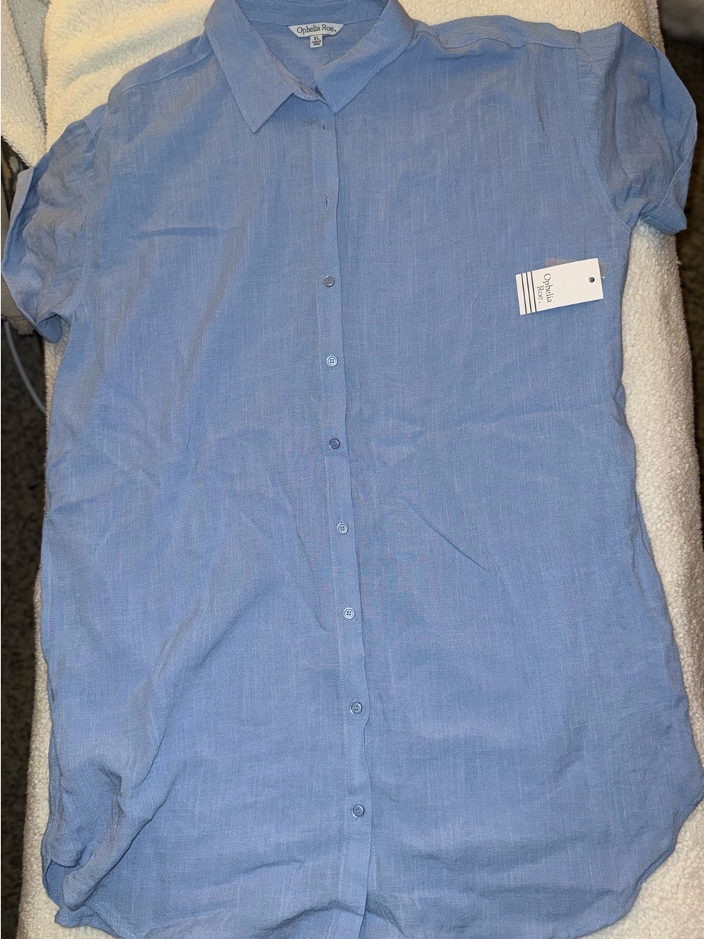 NWT Ophelia Roe Blue Button Front Tunic Dress XL Dress